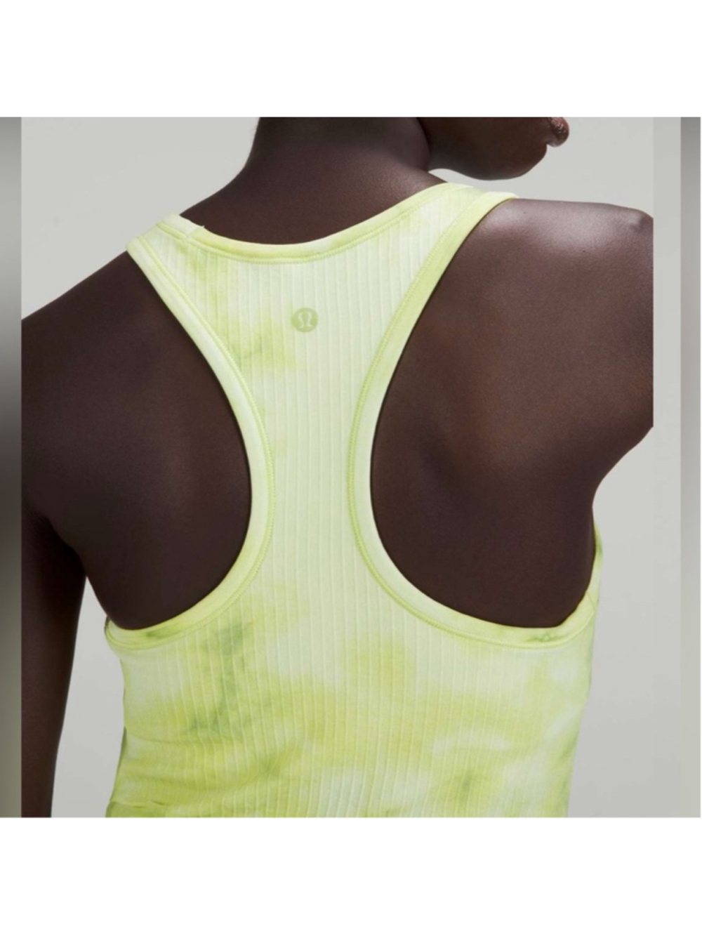 Lululemon Ebb to Street cropped Racer back tank top marble tie dye wasabi sz 12 - Picture 2 of 8